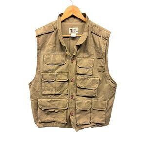 Trail Designs Utility Vest Men's‎ Size XL Beige Cotton Multi Pocket Outdoor